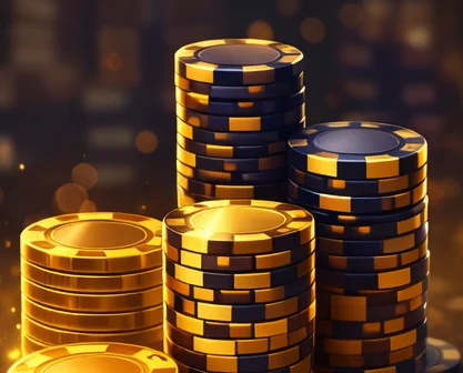 Promo code visual: deposit bonus theme with stacked casino chips