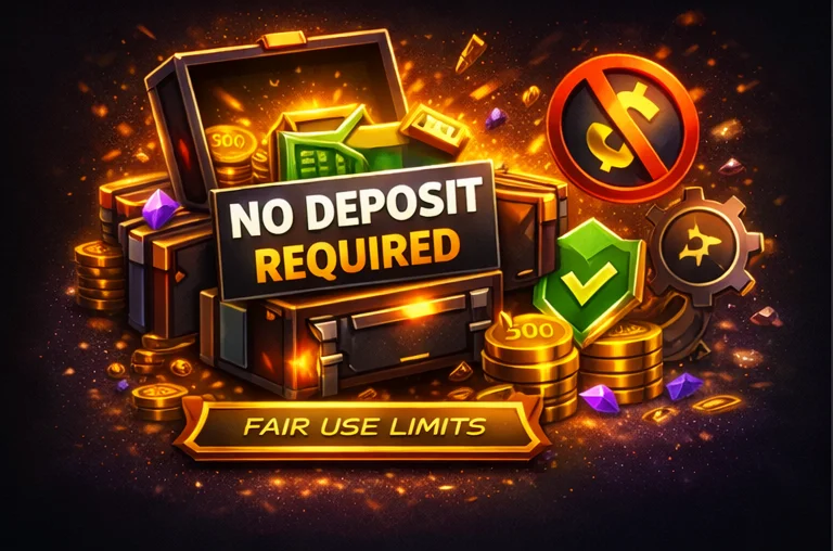 Deposit requirement illustration showing no upfront deposit, promotion limits and fair use controls