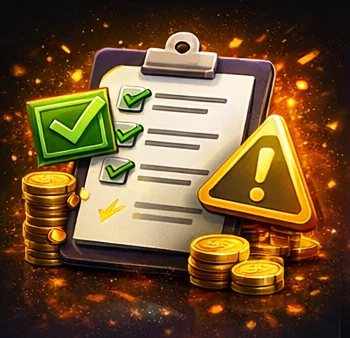 Quick nav illustration: deposit requirement question with check and warning icons