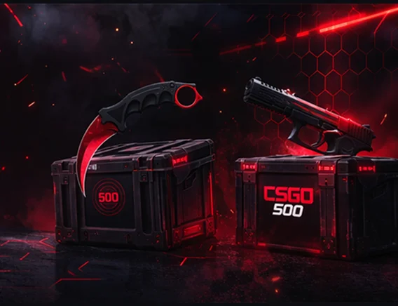 Illustration of CSGO500 promo code benefits with bigger balance, rewards and gameplay value