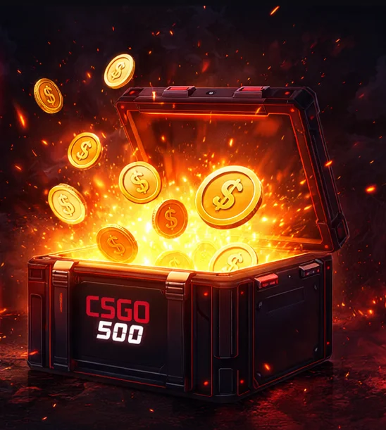 Illustration showing how to redeem CSGO500 promo code through the rewards section