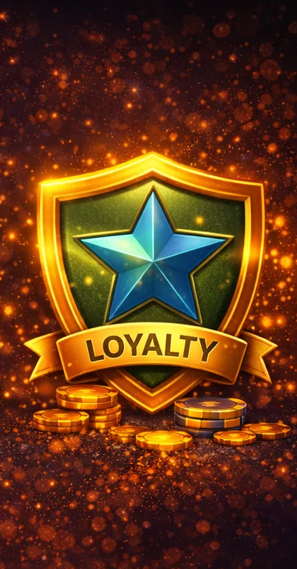 Illustration: bonuses overview with free spins, deposit match and loyalty badge