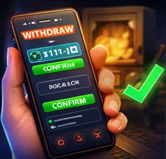 Quick nav illustration: withdrawal steps and confirmation